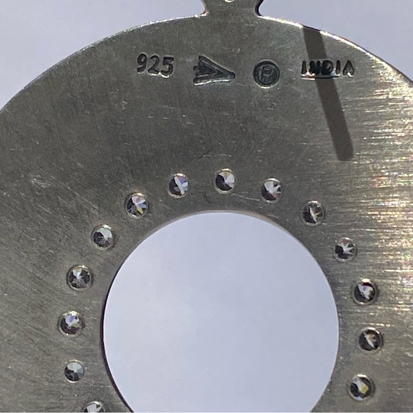 Silpada Sterling Silver CZ Circle Textured Dangle Earrings - Picture 8 of 12